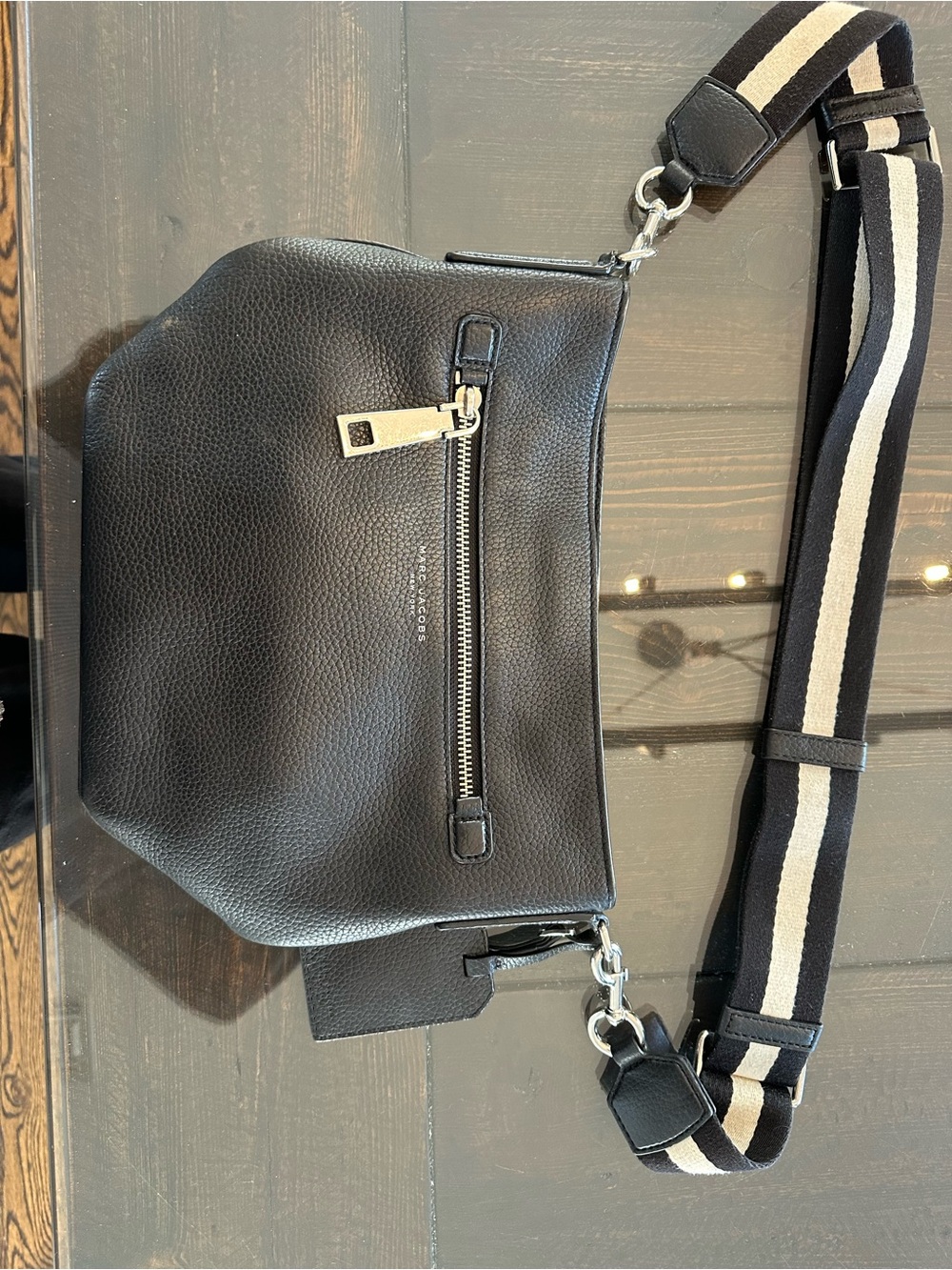 Marc Jacobs Gotham Pebbled Leather Crossbody M0008288 Black Wide Strap